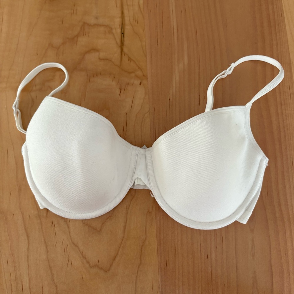 NWOT La Senza Women’s White Full Cup Lined Bra, Size 34C, Cotton Blend,
